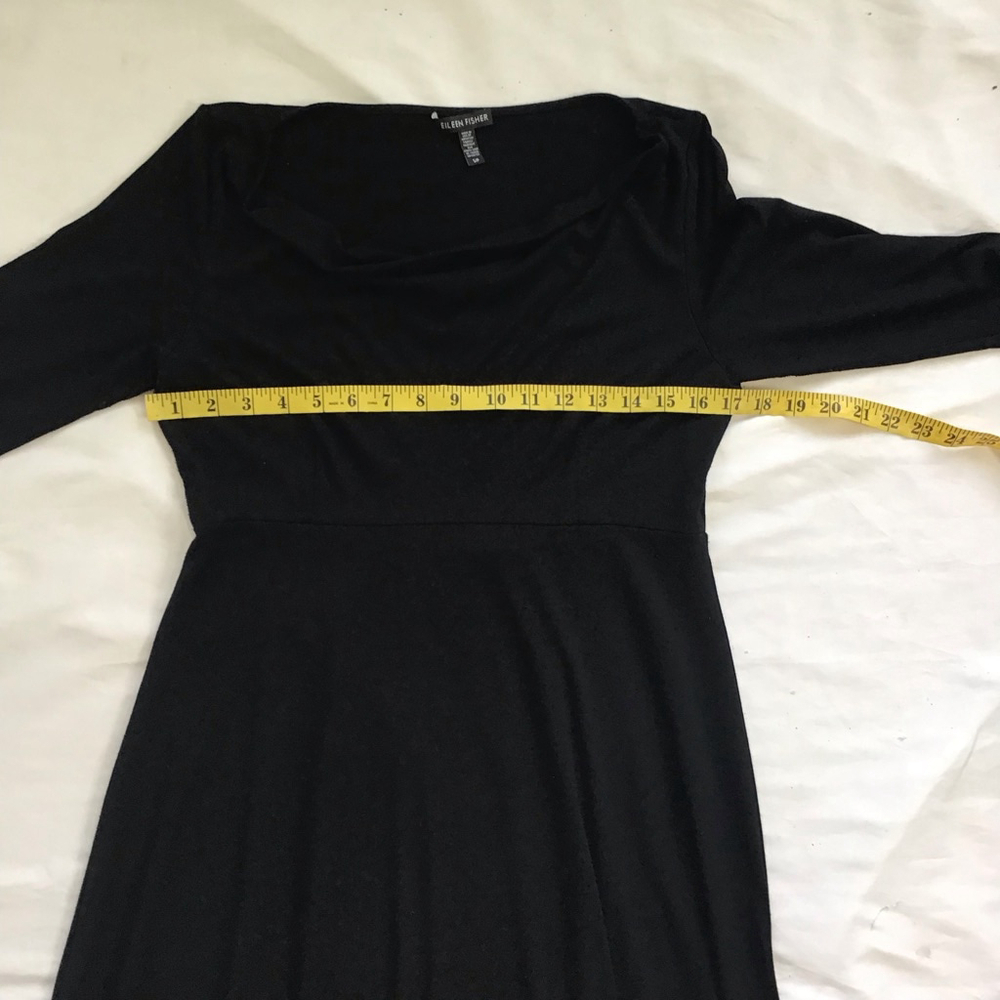 Eileen Fisher Women Elegant Black Cowl Neck Midi Cocktail Dress SP - Picture 9 of 13